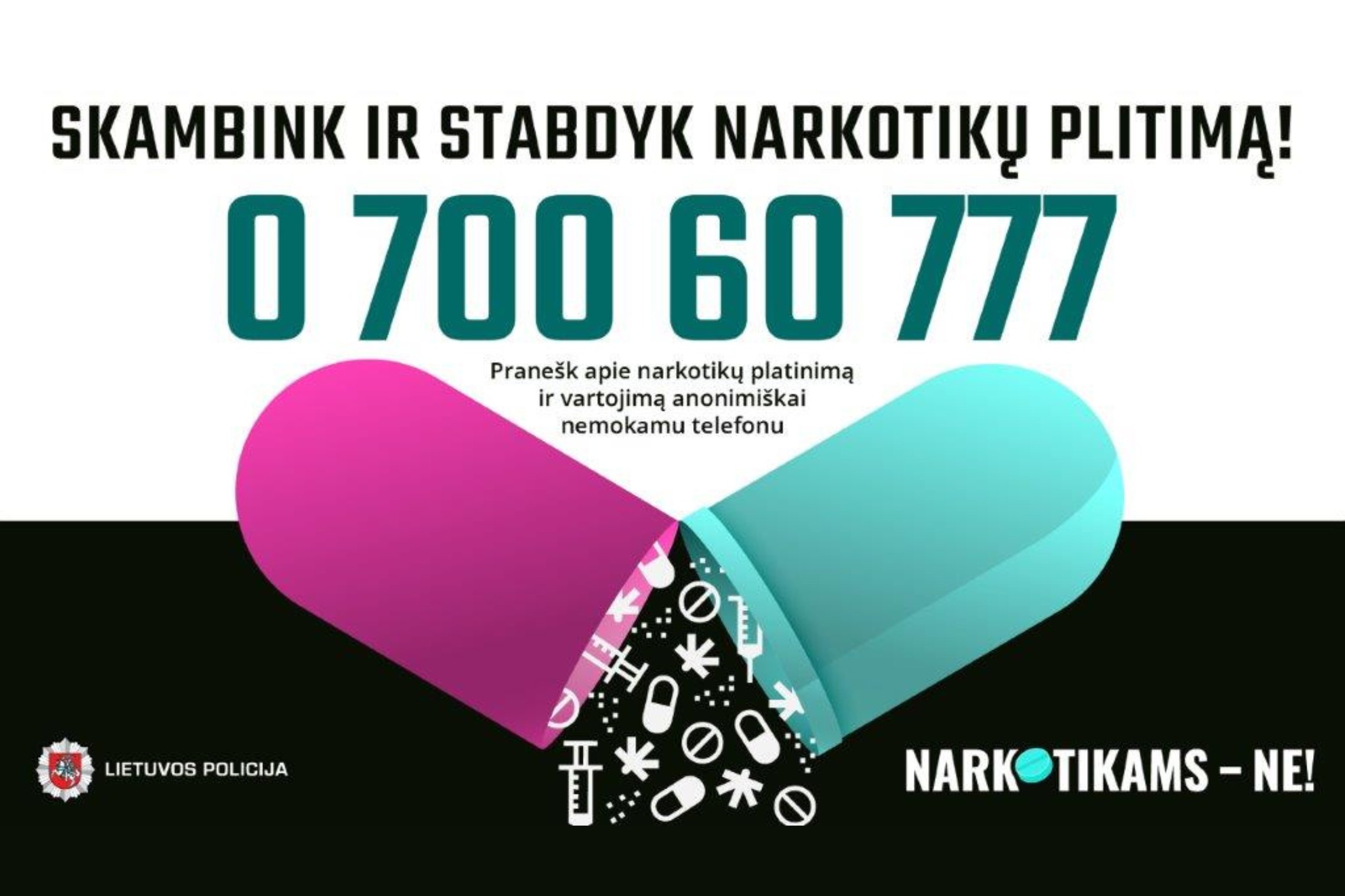 Plakatas "Narkotikams NE"